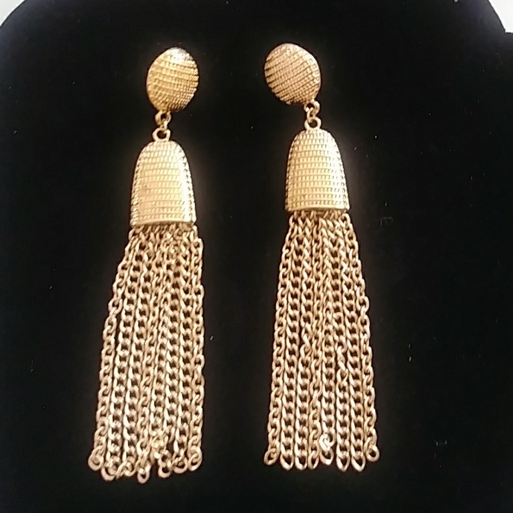 Gold Toned Tassel Earrings